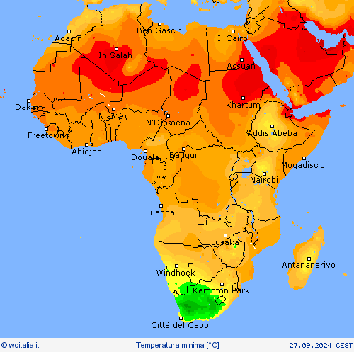 Temperatura minima Carte di previsione