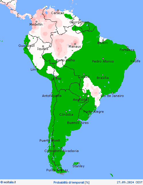 Probabilità di temporali Carte di previsione