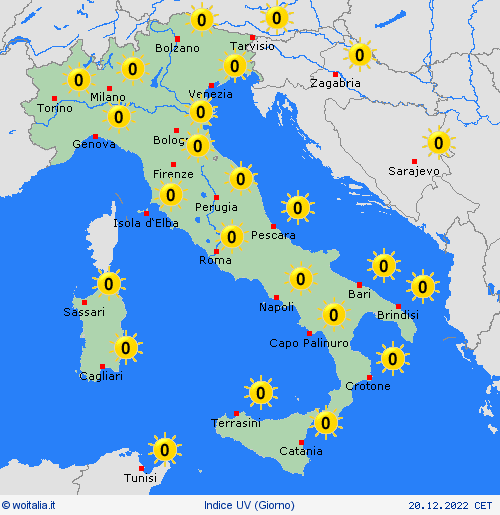 Indice UV Italia - Carte di previsione - previsione