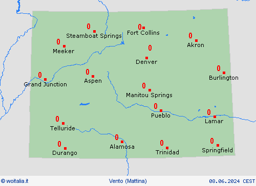 vento Colorado America del Nord Carte di previsione